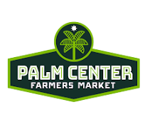 Palm Center Farmers Market logo in green and white.