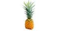 A golden pineapple with a spiky green crown against a black background.