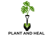 Plant and Heal logo with green leaves, shovel, and heart-shaped hands