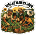Black grandparents and children harvesting vegetables together