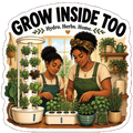 Black mother and child tending herbs and indoor plants