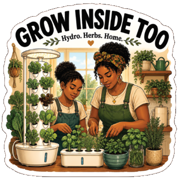 Black mother and child tending herbs and indoor plants